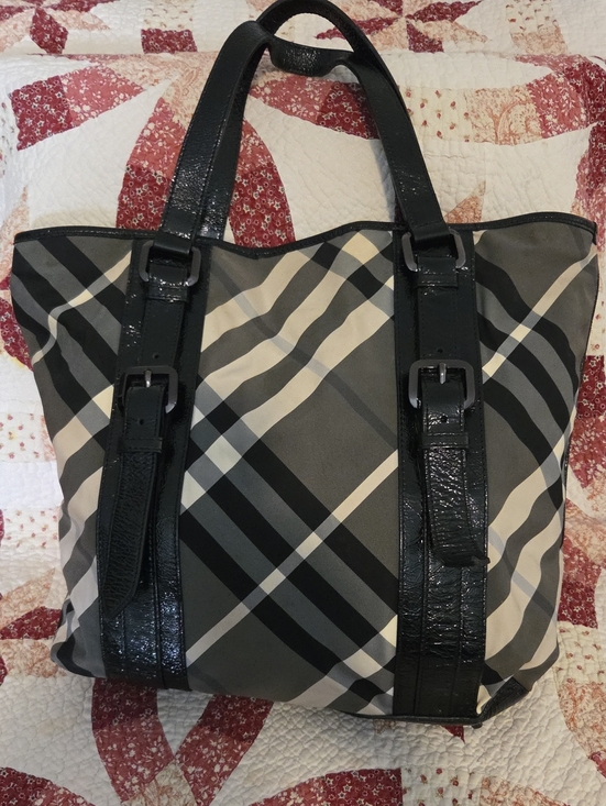 Burberry Handbags - Burberry Patent Leather and Nylon large tote